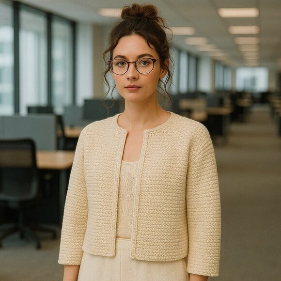 BaBaa Cardigan No4 Open Drape Dense Weave Long Sleeve Natural Casual Women OS - Picture 1 of 7